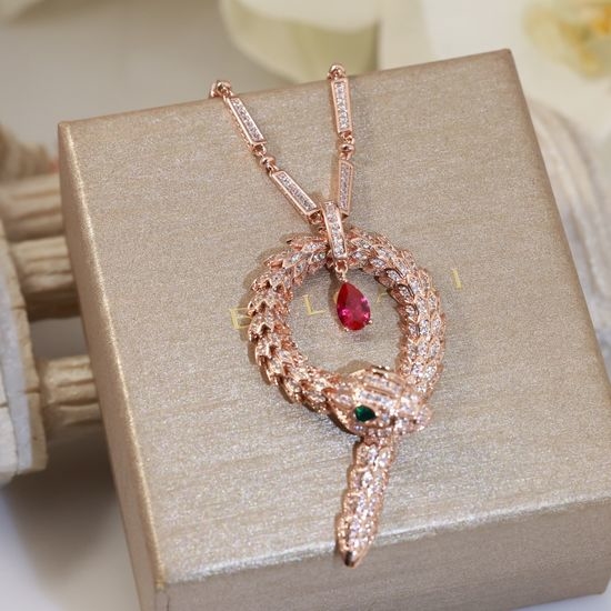 Bvlgari Diamond Inlaid Python Necklace