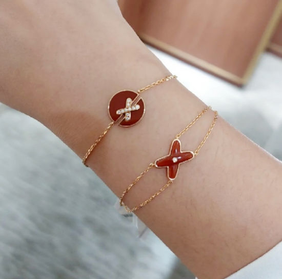 Chaumet Red Agate Cross Bracelet