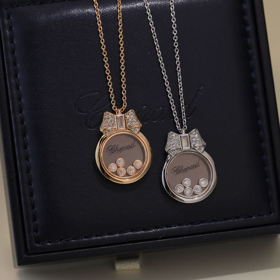 Chopard Adjustable Rose Gold Bow Pendant Necklace