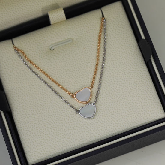 Chopard Adjustable 925 Silver Rose Gold Heart Necklace