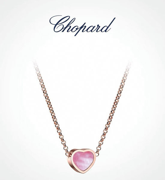 Chopard Adjustable 925 Silver Rose Gold Pink Heart Necklace