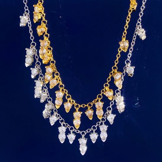 Piaget Dainty Tassel Rhinestone Pendant Necklace