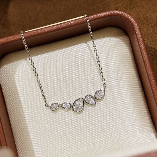 Chaumet Pear Cut Zircon 925 Silver Necklace