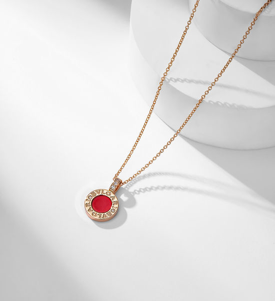 Bvlgari Elegant Rotating Mother-of-Pearl Pendant Necklace