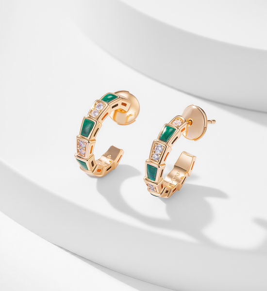 Bvlgari Malachite Heart Snake Earrings