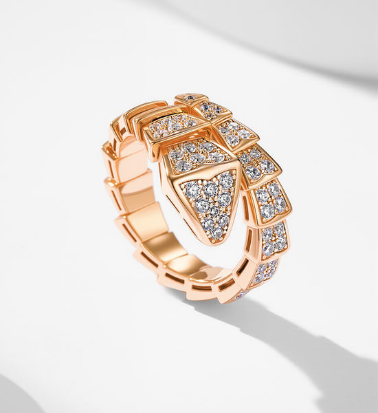 Bvlgari Wide Diamond Snake Ring