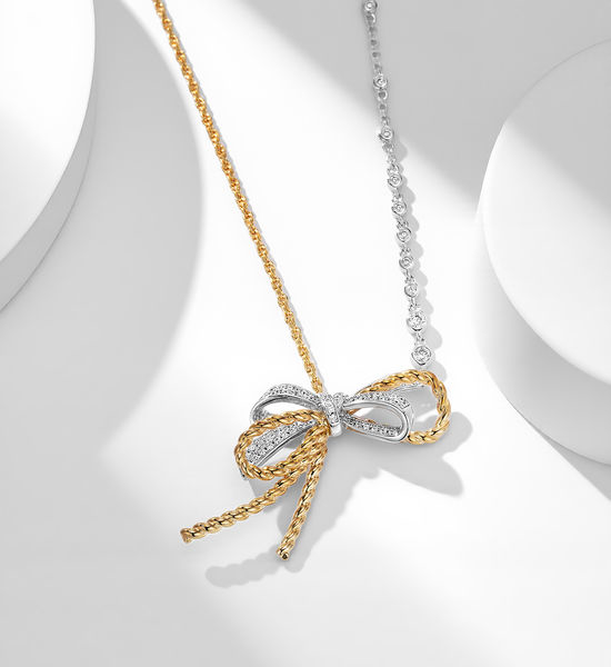 Chaumet Twisted Bow Diamond Necklace with Asymmetrical Design