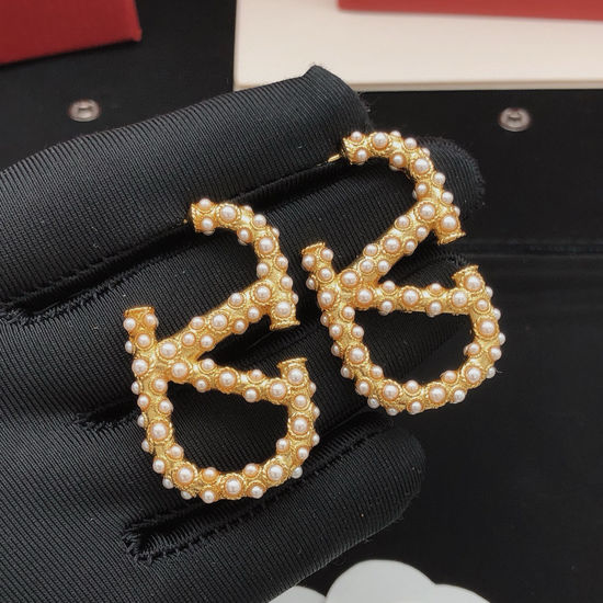 Valentino Rhinestone Beaded Large Stud Earrings