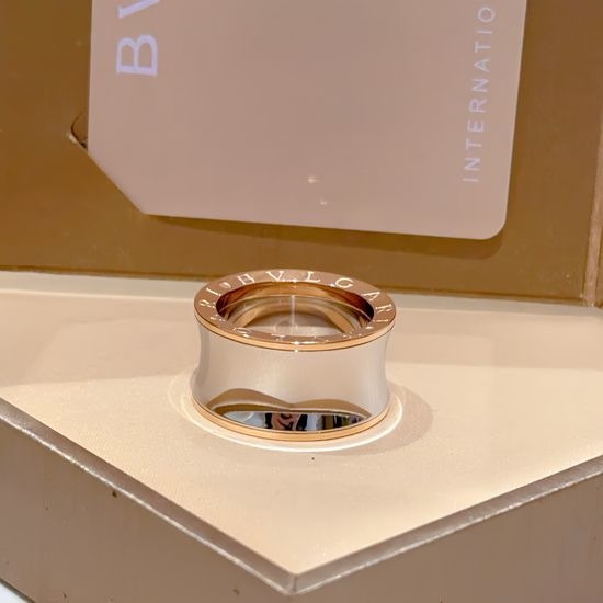 Bvlgari Two Tone Ceramic Inlaid Ring