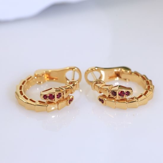 Bvlgari Snake Shape Diamond Inlaid Stud Earrings