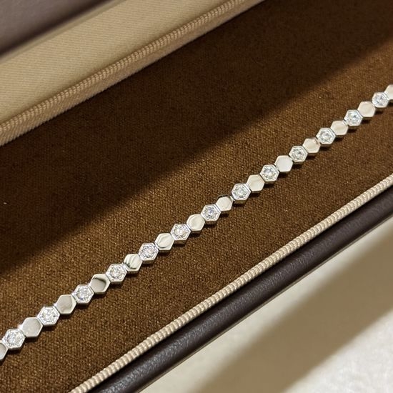 Chaumet Sterling Silver Half Diamond Wavy Bracelet