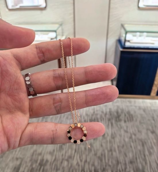 Chaumet Mini Hexagon Honeycomb Pendant Necklace