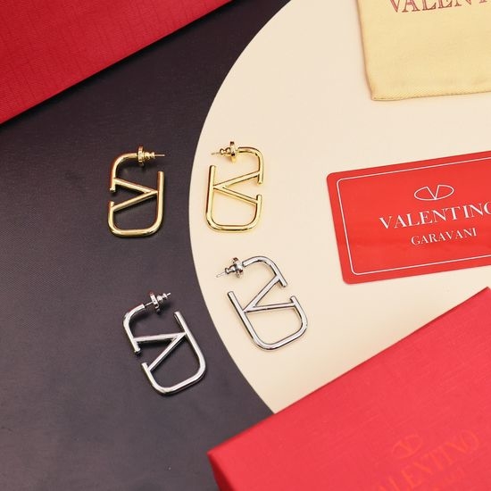 Valentino Smooth Letter Stud Earrings Delicate Medium