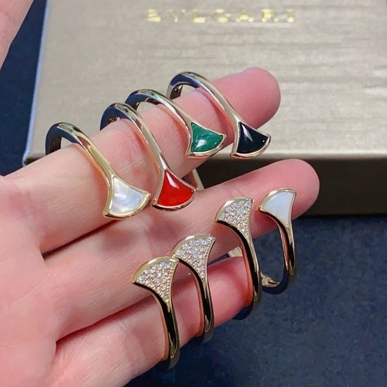 Bvlgari Open Fan Shape Stone Bangle