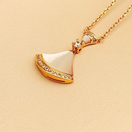 Bvlgari Dainty Small White Fan Diamond Necklace