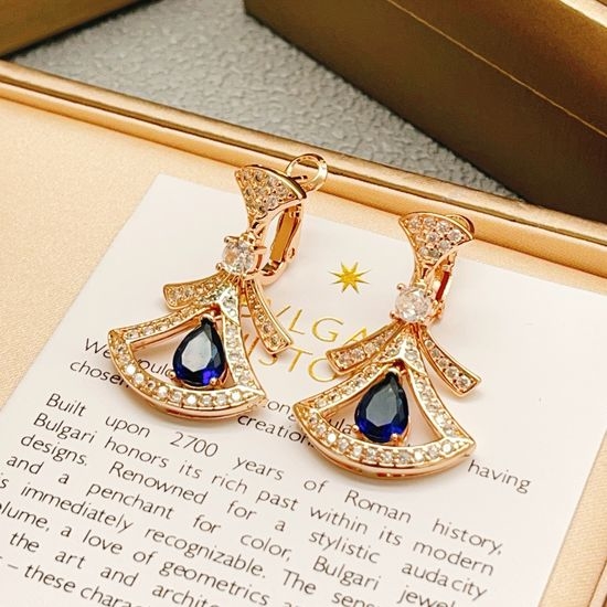 Bvlgari Blue Diamond Pendant Earrings in Rose Gold