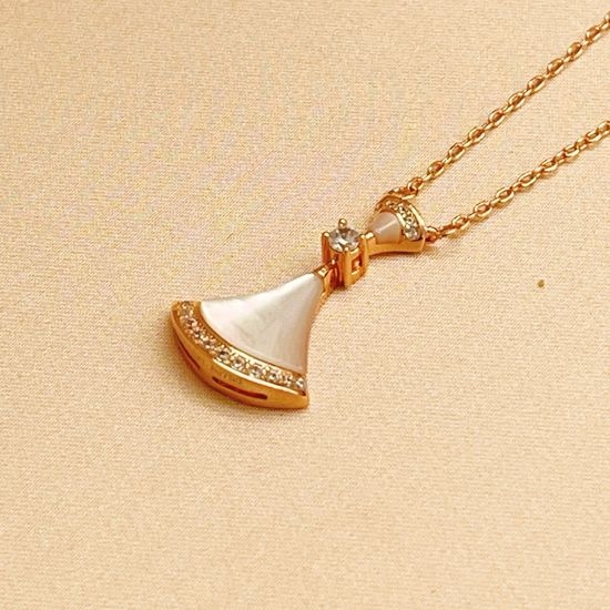 Bvlgari White Fan Diamond Rose Gold Necklace