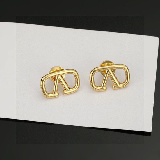 Valentino Simple V-Letter Gold Earrings