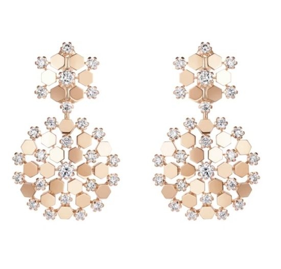 Chaumet Honeycomb Wave Stud Earrings Shiny Jewelry