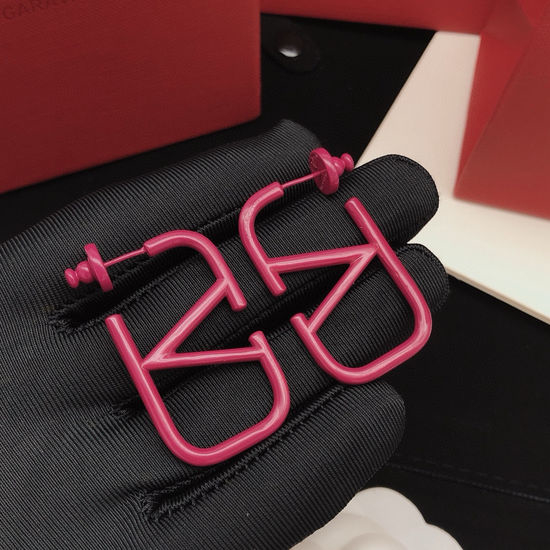 Valentino Purple Red V-shaped Stud Earrings