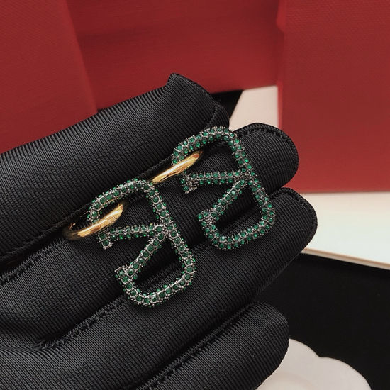 Valentino Emerald Diamond Drop Hook Earrings