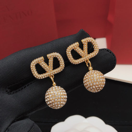 Valentino Full Diamond Ball Drop Stud Earrings