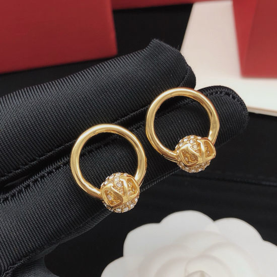 Valentino Diamond Inlaid Round Ball Earrings
