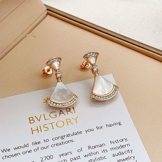 Bvlgari Rose Gold White Fan Earrings, Special Design