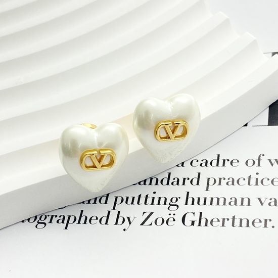 Valentino White Mother of Pearl Heart Earrings
