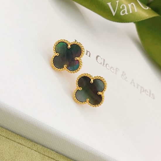 Christian Louboutine Grey Mother of Pearl Clover Earrings