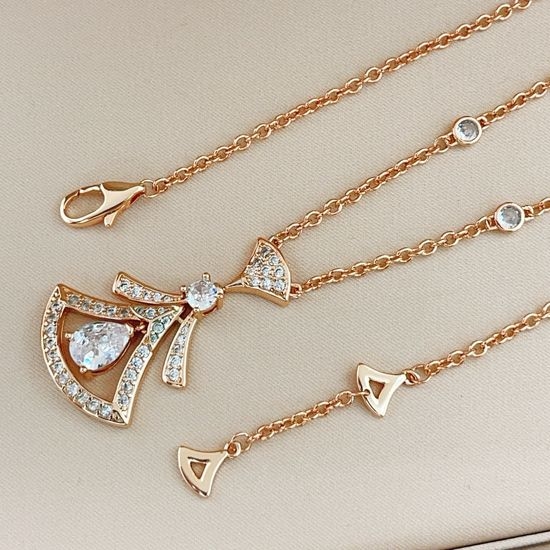 Bvlgari Classic Diamond Inlaid Skirt Shape Necklace