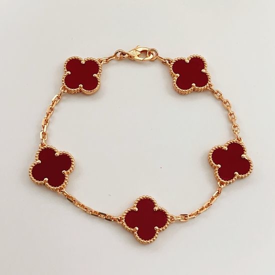 Christian Louboutine Red Shell Clover Five Flower Bracelet