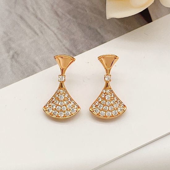 Bvlgari Rose Gold Fan Shape Stud Earrings
