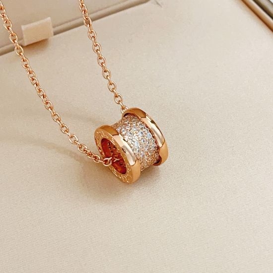 Bvlgari Rose Gold Rhinestone Spring Brass Necklace