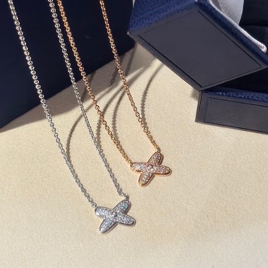 Chaumet Cross Shaped Full Diamond Pendant Necklace