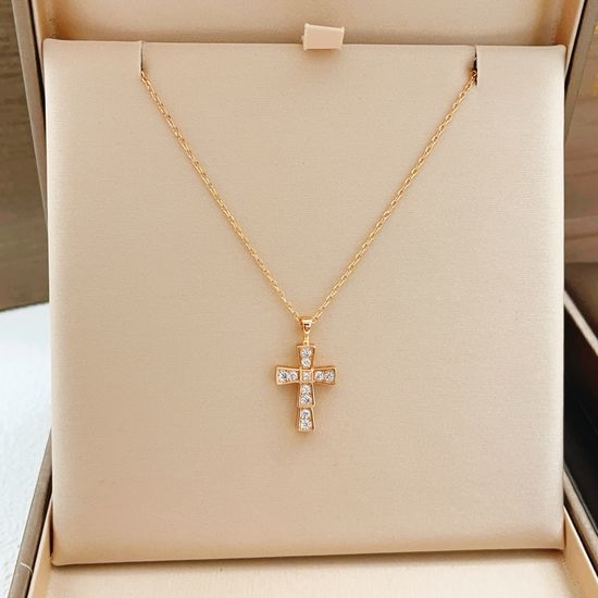 Bvlgari Rose Gold Diamond Cross Necklace