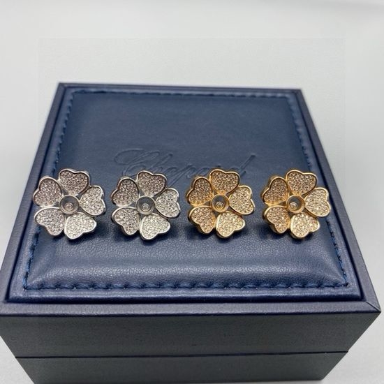 Chopard 18K Gold Plated Diamond Stud Earrings