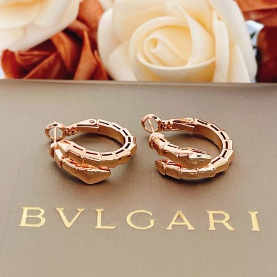 Bvlgari Rose Gold Serpent Head Stud Earrings