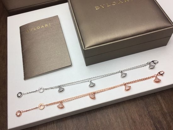 Bvlgari Double Chain Four Paved Diamond Bracelet
