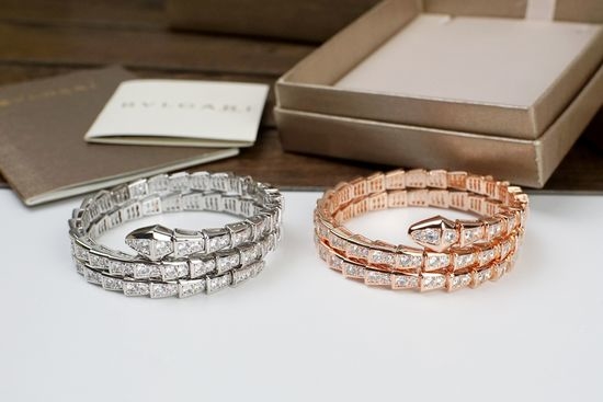Bvlgari Full Diamond Double Coil Snake Bangle