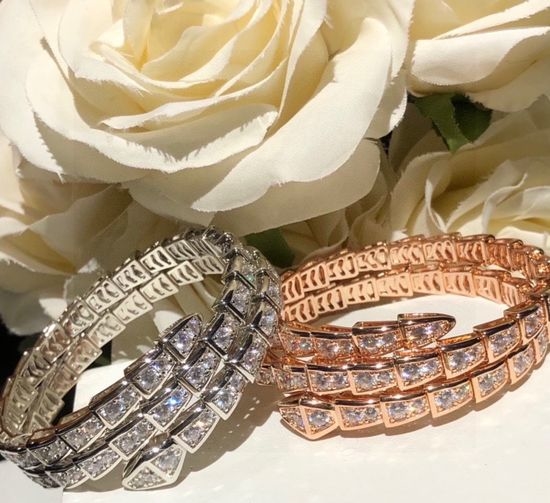 Bvlgari Diamond Snake Shape Wrap Bangle Bracelet