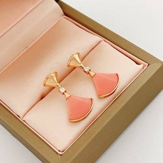 Bvlgari Rose Gold Pink Shell Stud Earrings