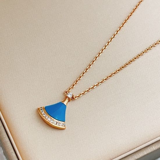 Bvlgari Rose Gold Blue Shell Diamond Necklace