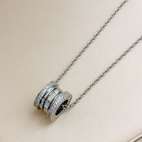 Bvlgari Silver Spring Diamond Edge Necklace