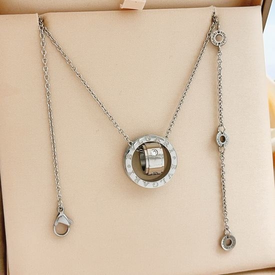 Bvlgari Silver Ring Cylinder Necklace