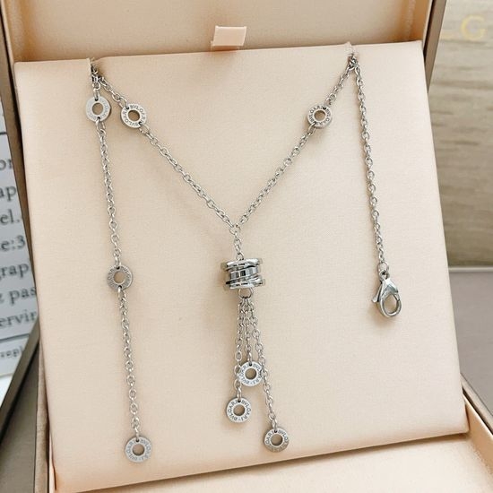 Bvlgari Silver Tassel Spring Pendant Necklace