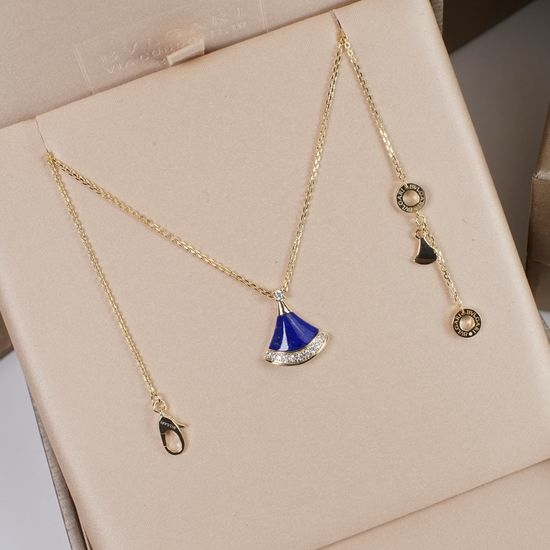 Bvlgari Lapis Lazuli Fan Shaped Diamond Necklace