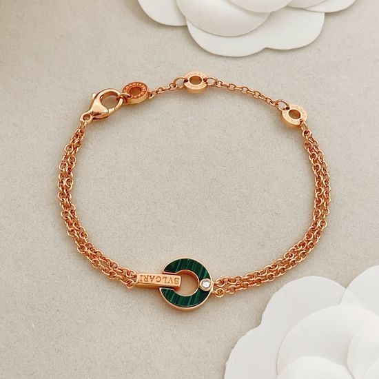 Bvlgari Rose Gold Green Shell Diamond Bracelet