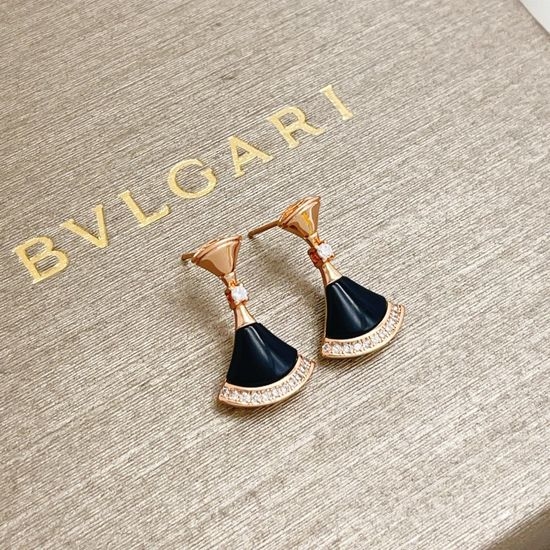 Bvlgari Black Mother of Pearl Fan Stud Earrings
