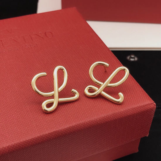 Loewe Smooth Surface Stud Earrings Brass Material